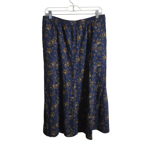 Toad&Co Manzana Paneled Midi Skirt Midnight Leaf Print Organic Cotton Size L - Picture 3 of 12
